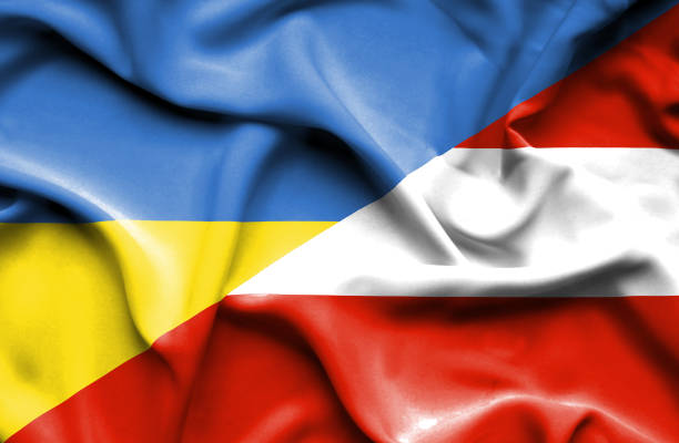 istock Waving flag of Austria and Ukraine 670319664