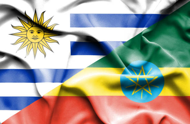 ilustrações de stock, clip art, desenhos animados e ícones de waving flag of ethiopia and uruguay - etiopia i