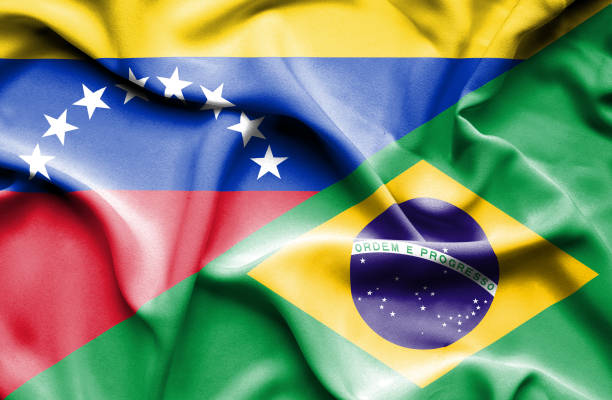 istock Waving flag of Brazil and Venezuela 670321202