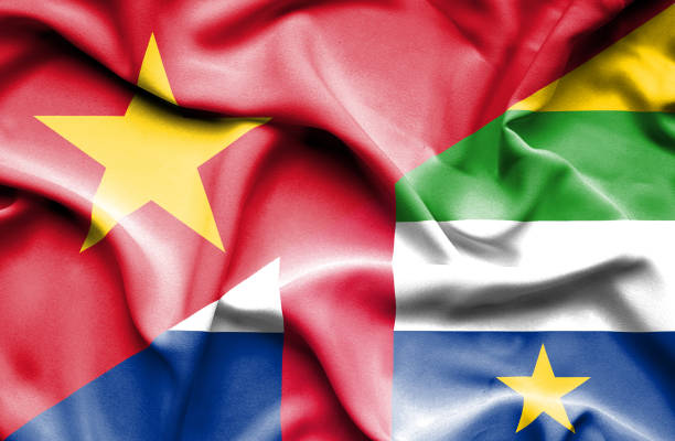 istock Waving flag of Central African Republic and Vietnam 670321920