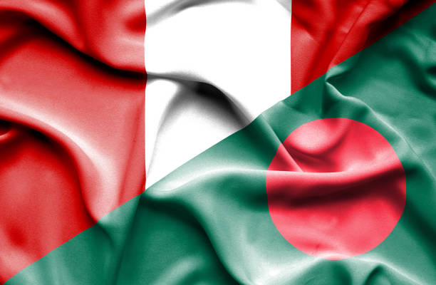 istock Waving flag of Bangladesh and Peru 670325446
