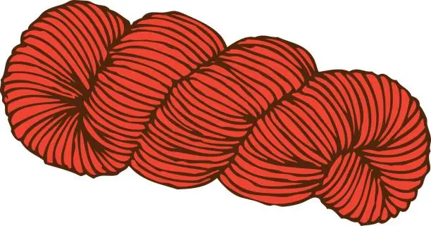 Vector illustration of Red Hank of Yarn