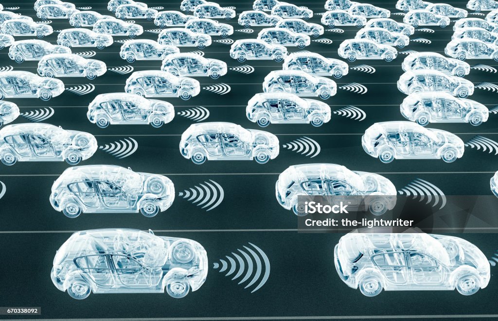 Auto voitures ordinateur électronique de la conduite sur route - Illustration de Voiture sans conducteur libre de droits