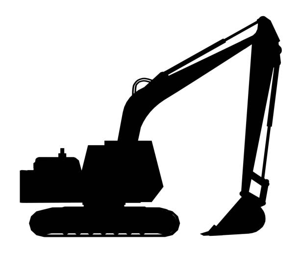 istock Silhouette of an excavator 670341768