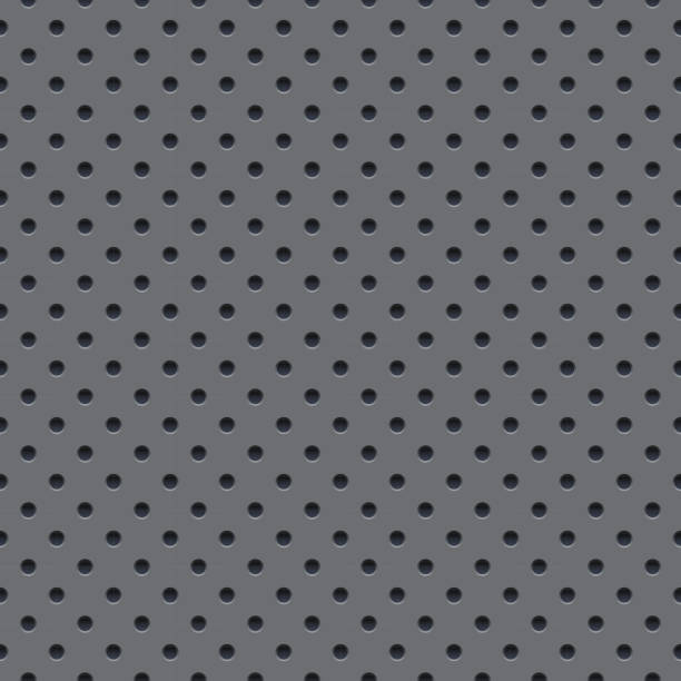 istock Seamless vector wallpaper of perforated gray metal plate. 670345050