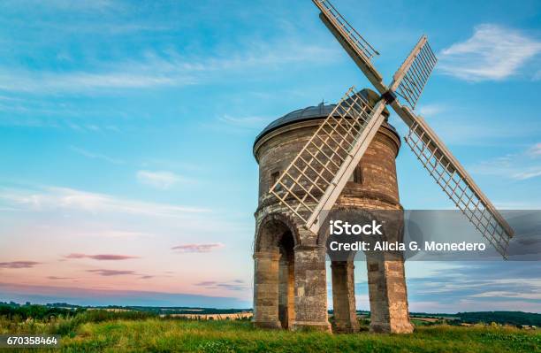 Windmill Under A Sweet Sunset Sky Uk Stock Photo - Download Image Now - Leamington Spa, Chesterton, Windmill