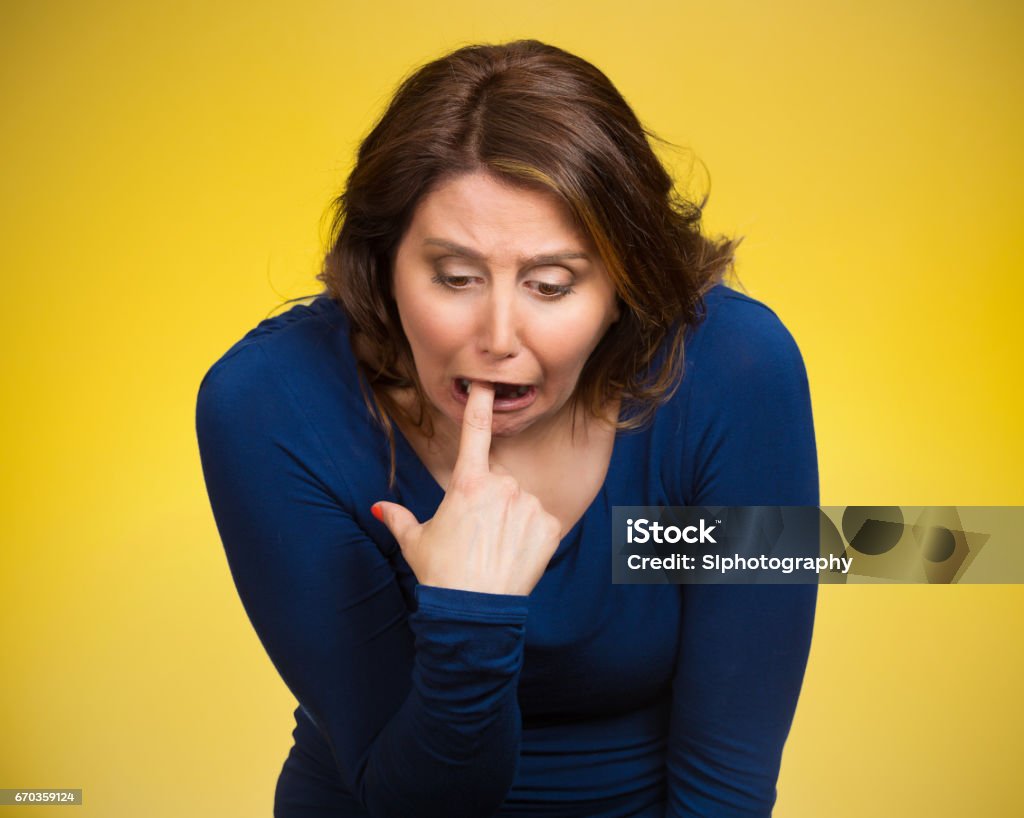 Closeup Portrait Young Woman Annoyed Frustrated Fed Up Sticking ...