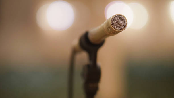 istock Microphone at theatre or opera scene - concert hall 670366638