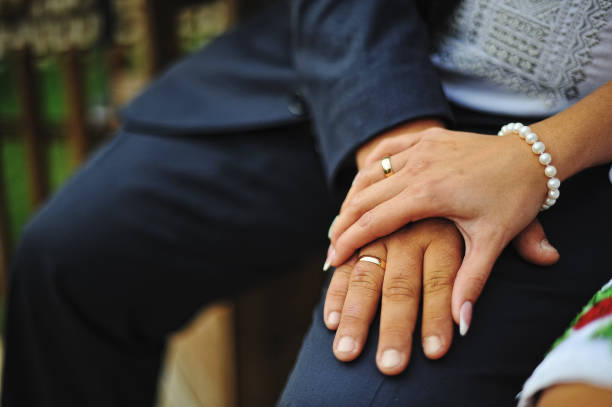 istock hands of couple with married rings 670370118