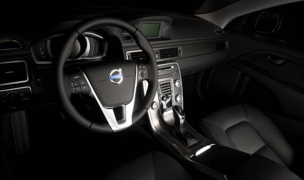 Steering wheel of the modern car Volvo XC60 stock photo
