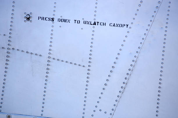 Fusalage of oldplane with rivets and painted instructions in Tropical North Queensland, Australia