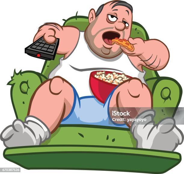 Couch Potato Man Stock Illustration - Download Image Now - Laziness, Men,  Fat - Nutrient - iStock