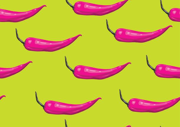 illustrazioni stock, clip art, cartoni animati e icone di tendenza di motivo senza cuciture con peperoncino rosa. ornamento decorativo - pink pepper illustrations