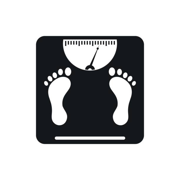 Weight scale icon, simple style Weight scale icon in simple style on a white background weighing in stock illustrations