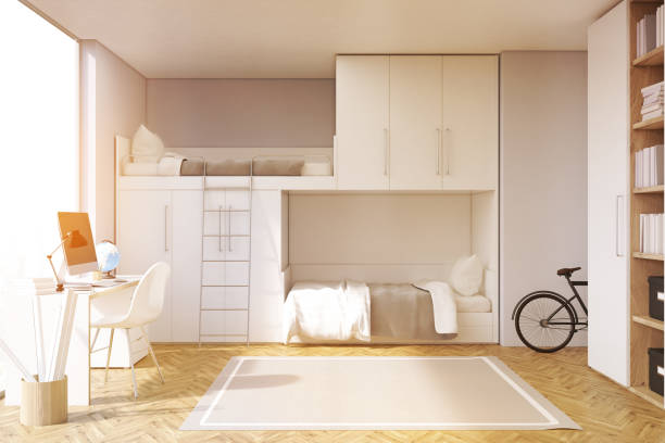 istock Gray teenager room wtih computer, toned 670406152