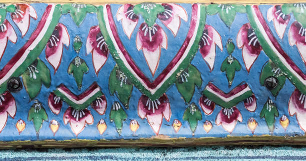 istock Flower pattern paint in the traditional Thai style. 670406160