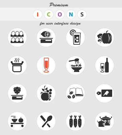 food and kitchen vector icons for user interface design