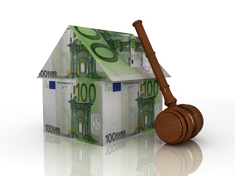 House gavel euro money law
