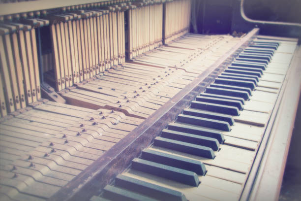 istock Keys from an old broken damaged piano 670421948