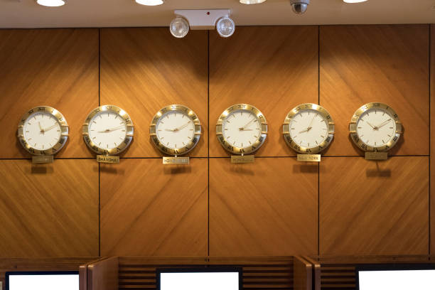 istock many clocks are hanging on the wall in hotel lobby 670424862