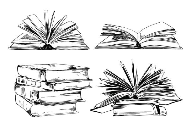 Books And Pics Albums Books And Pics Albums Pile Illustration of a stack of elegant design photographs or pictures albums and books book binding illustrations stock illustrations
