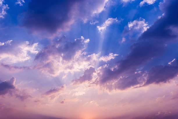 istock Colorful dramatic sky with cloud at sunset.Sky with sun background. 670427210