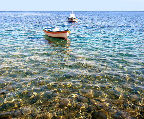 beach at Thirasia island Greece near to Santorini island