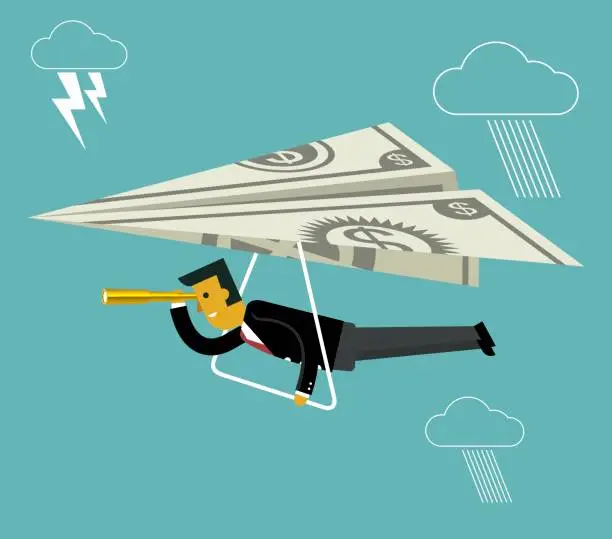 Vector illustration of Flying cash