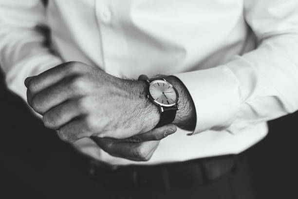 istock Man wear watches. Black and white 670440514