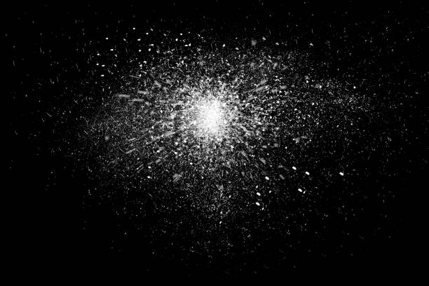 istock Freeze motion of  white powder exploding, isolated on black, 670441434