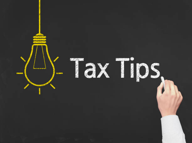 Tax Tips - Business Chalkboard Background stock photo