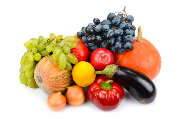 istock fruits and vegetables isolated on white background 670442756