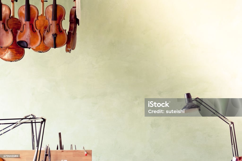 String Classic Instruments Classical Musical String Instruments Before A Empty Wall Stock Photo ...