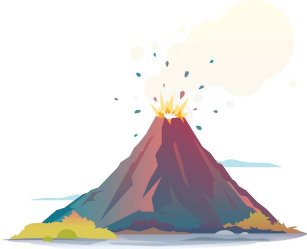 Volcano Eruption vector art illustration
