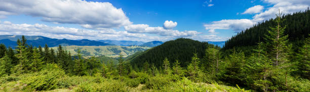 istock High view to Carpathian mountains and cloudy sky 670454394