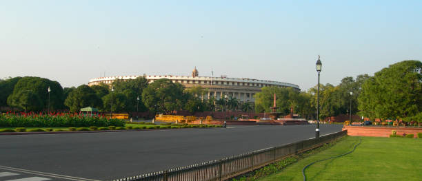 Parliament buildings complex in New Delhi, India stock photo