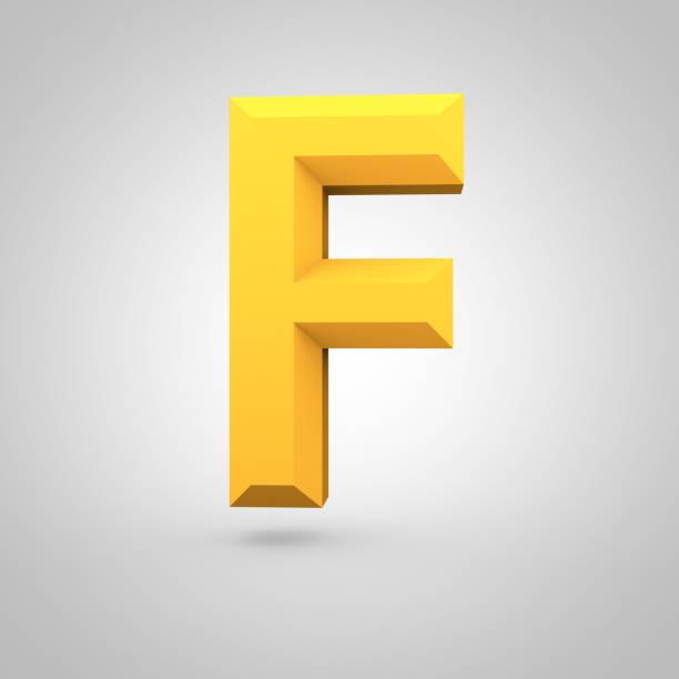 istock Yellow low poly alphabet letter F uppercase isolated on white background. 670477390