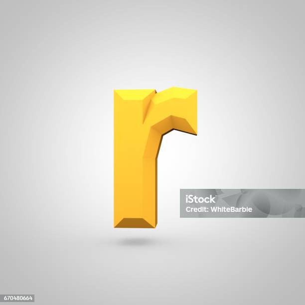 Letter R Yellow Box Yellow Low Poly Alphabet Letter R Lowercase Isolated On White ...