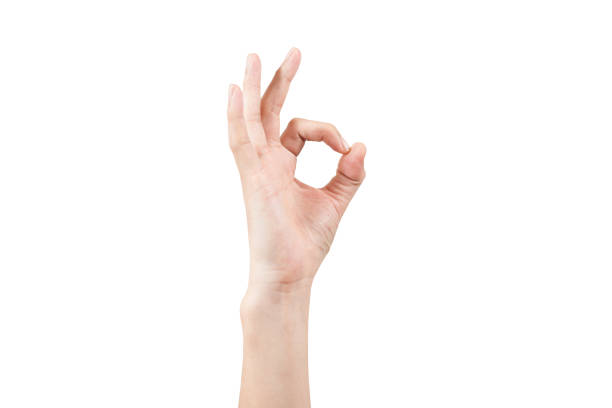 istock man hands take gesture of okay sign on white backgrounds, isolated 670483616