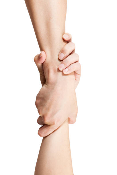 man hand hold wrist on white backgrounds