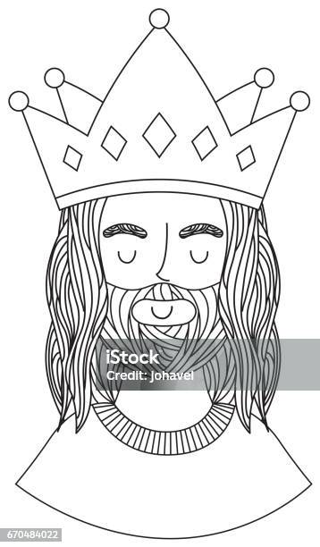 Jesuschrist With Crown Character Religious Icon Stock Illustration - Download Image Now - Avatar, Cartoon, Catholicism