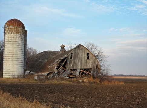 Old Abandoned Demolished Barn out in the middle of nowhere.