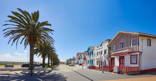 istock Costa Nova street with striped houses, Aveiro 670495250