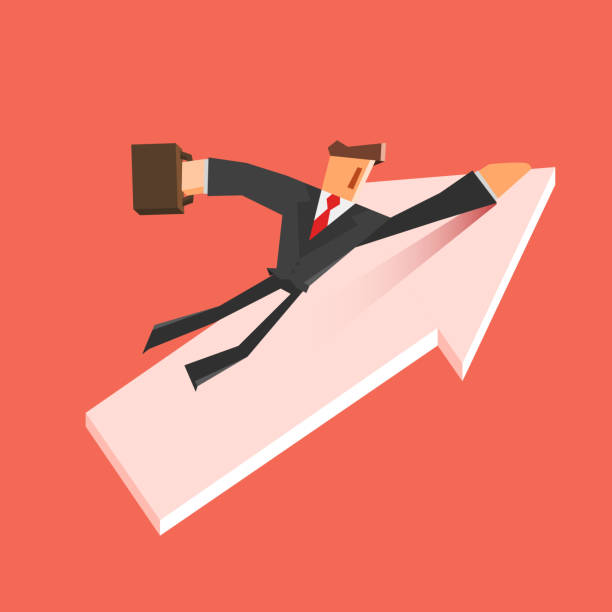 istock Businessman flies on a growing arrow. Success concept. 670505596