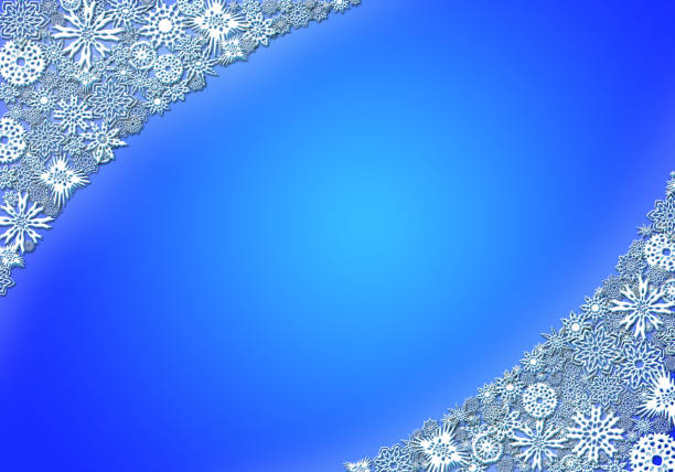 istock pattern from snowflakes in the angles for holiday card on the blue background. Trendy New Year and Christmas celebratory card with place for text 670506500