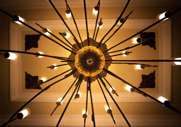 istock Big mansion lamp shoot from below background 670506544