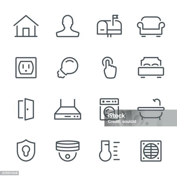 Smart Home Icons Stock Illustration - Download Image Now - Icon Symbol, Kitchen Hood, Bathtub