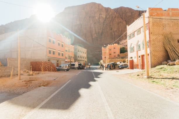 Street in  city in Atlas  mountains in Morocco