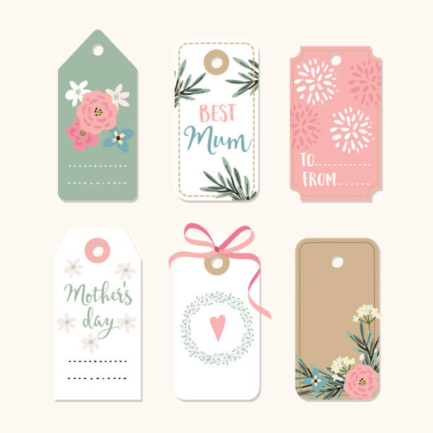 Set of romantic Mothers day, birthday or wedding vintage frames, gift tags and labels with flowers and pink ribbon. Isolated vector collection Set of romantic Mothers day, birthday or wedding vintage frames, gift tags and labels with flowers and pink ribbon, isolated vector collection. over the hill birthday stock illustrations