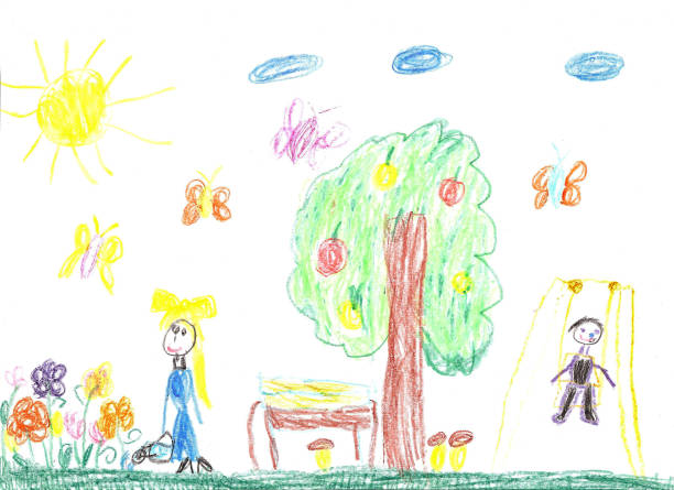 istock Child's drawing of family 670520198